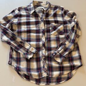 Rails Plaid Button Down Shirt | Soft Flannel | Neutral Cream Burgundy | Size s